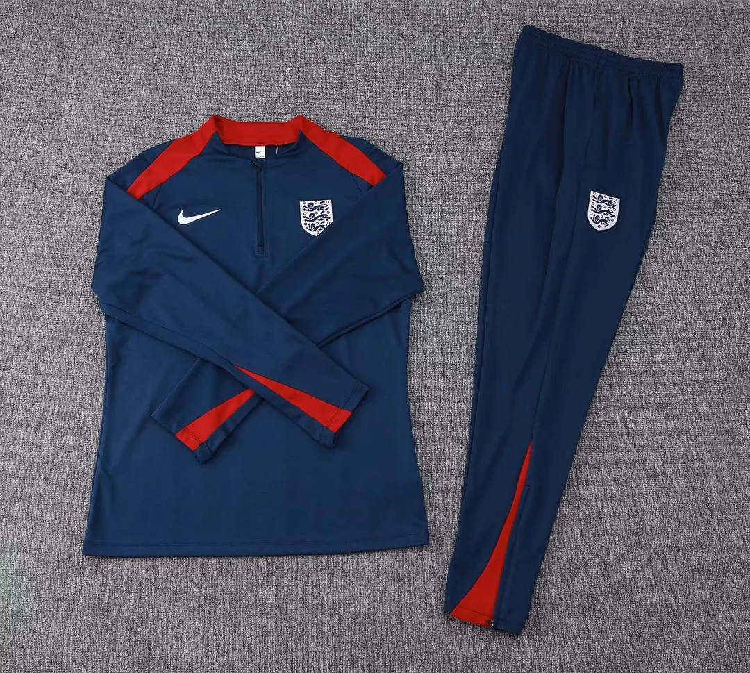 2024 England Half-Pull Training Suit Royal blue Soccer Jersey Set - Image 3