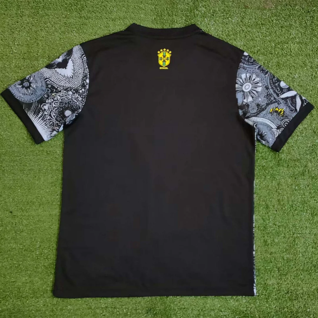 2024 Brazil Special Edition Jesus Black Gray Soccer Jersey - Image 2