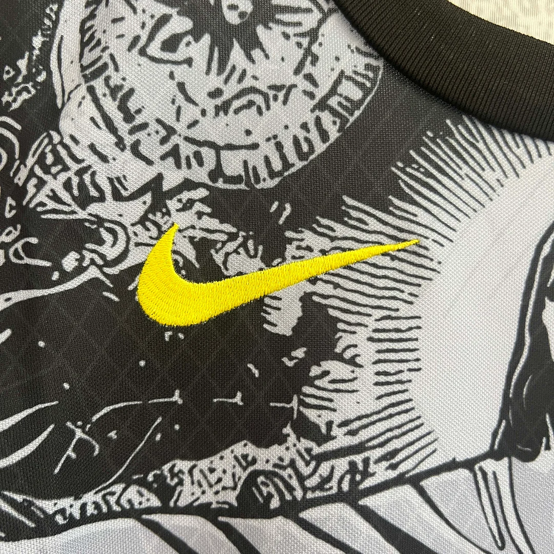 2024 Brazil Special Edition Jesus Black Gray Soccer Jersey Kids Size - Image 5