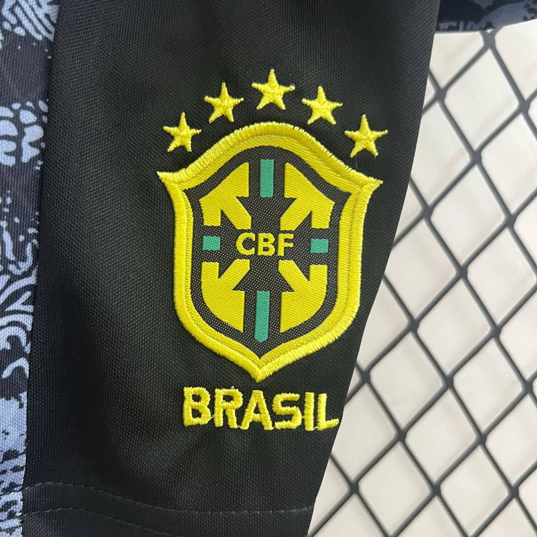 2024 Brazil Special Edition Jesus Black Gray Soccer Jersey Kids Size - Image 8