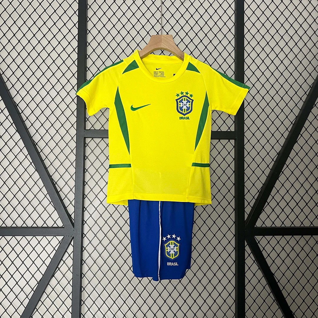 2002 Retro Brazil Home Football Shirt 1:1 Thai Quality Kids Size