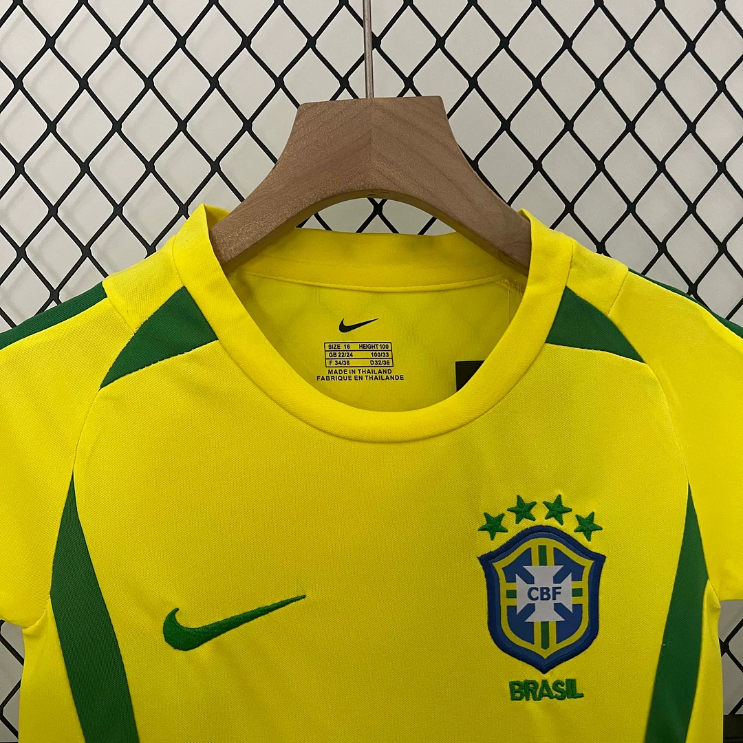 2002 Retro Brazil Home Football Shirt 1:1 Thai Quality Kids Size - Image 3
