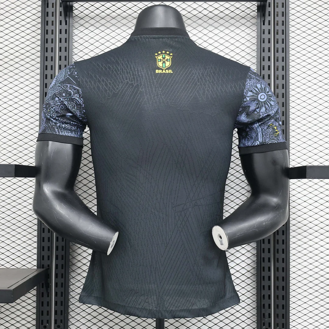 2024 Player Version Brazil Special Edition Jesus Black Gray Soccer Jersey - Image 2