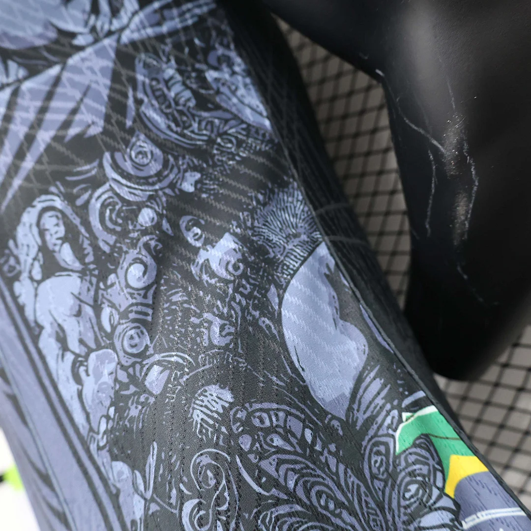 2024 Player Version Brazil Special Edition Jesus Black Gray Soccer Jersey - Image 8