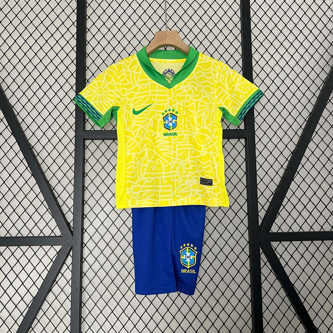 2024 Brazil Home Football Shirt 1:1 Thai Quality Kids Size