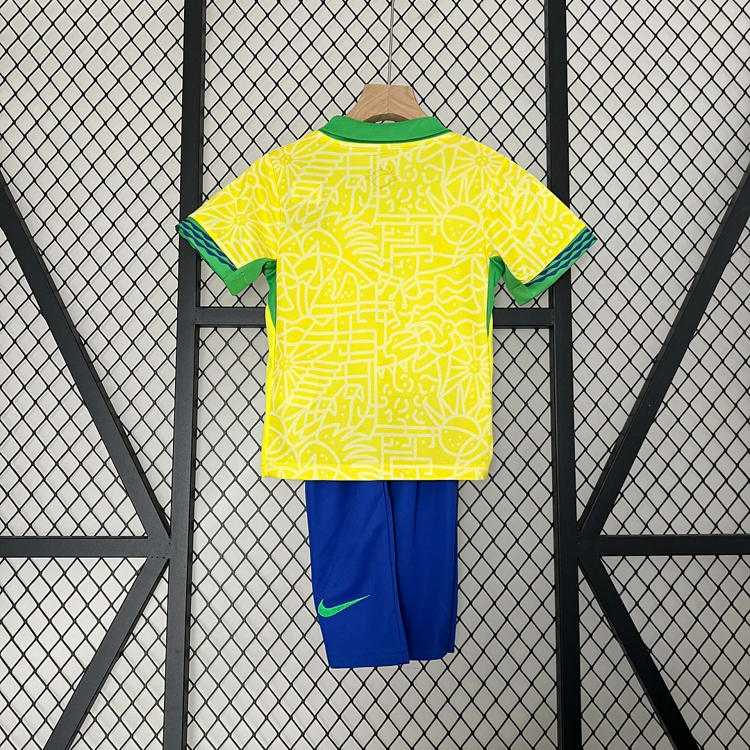 2024 Brazil Home Football Shirt 1:1 Thai Quality Kids Size - Image 2
