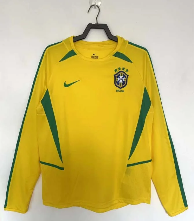 2002 Retro Long Sleeve Brazil Home Football Shirt 1:1 Thai Quality