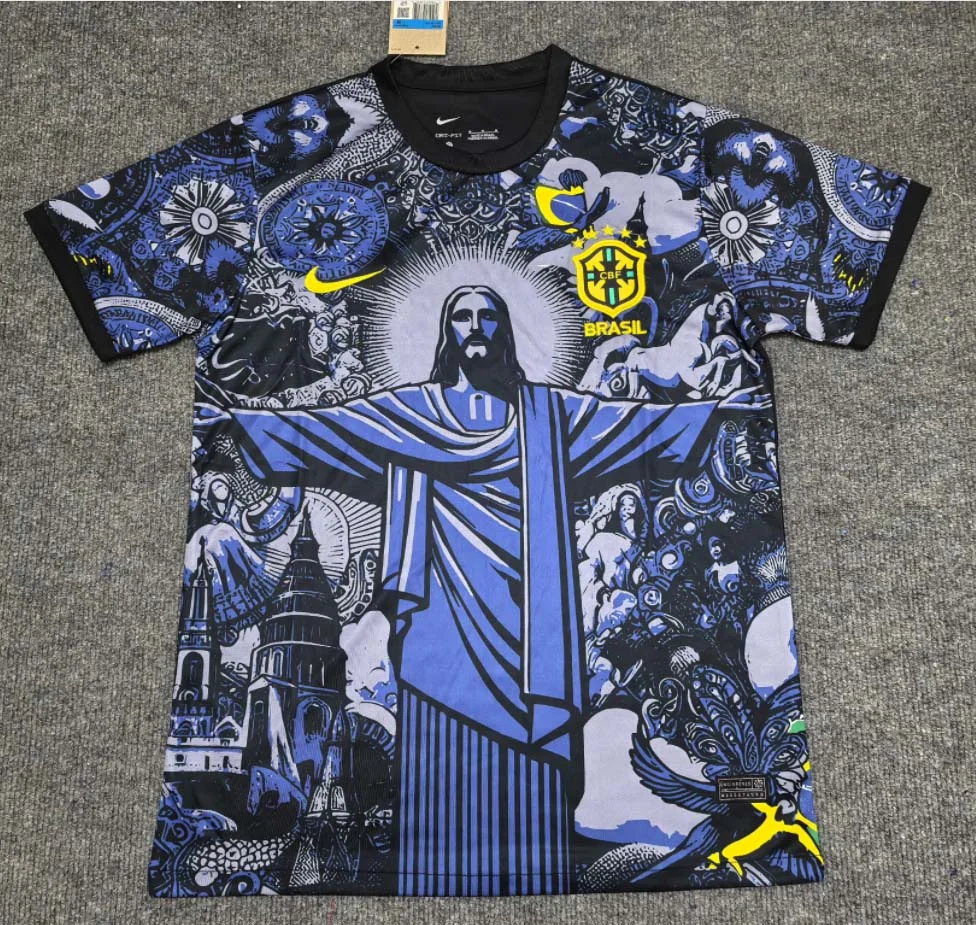 2024 Brazil Special Edition Jesus Blue and gray Football Shirt 1:1 Thai Quality