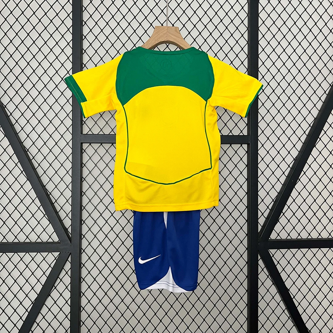 2004 Retro Brazil Home Football Shirt 1:1 Thai Quality Kids Size - Image 2