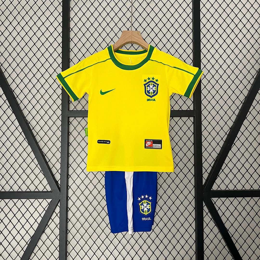 1998 Retro Brazil Home Football Shirt 1:1 Thai Quality Kids Size