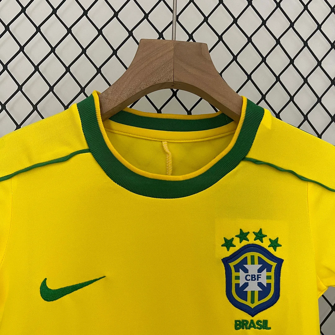 1998 Retro Brazil Home Football Shirt 1:1 Thai Quality Kids Size - Image 3