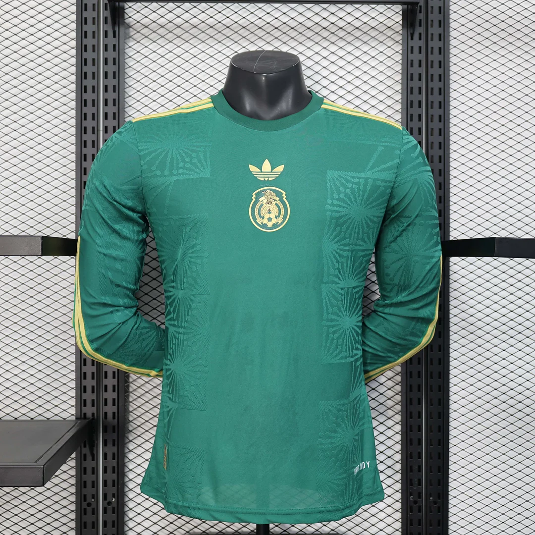 2025 Long Sleeve Player Version Mexico National Gold cup Version Green Football Shirt 1:1 Thai Quality