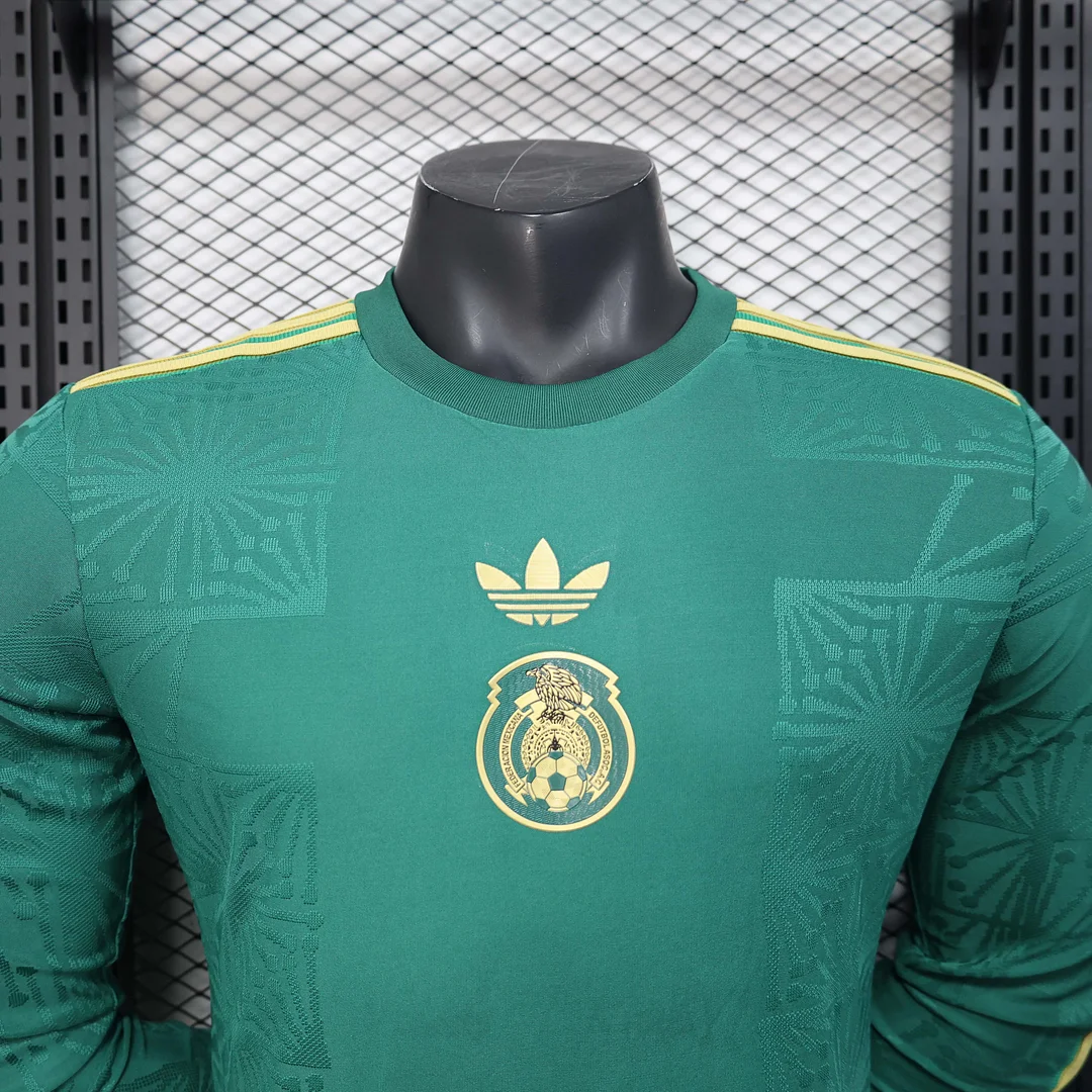 2025 Long Sleeve Player Version Mexico National Gold cup Version Green Football Shirt 1:1 Thai Quality - Image 4
