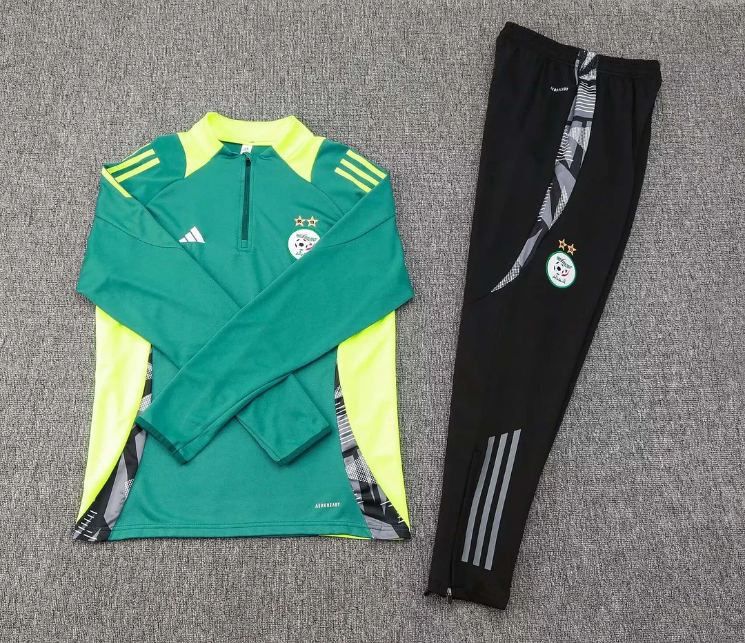 2024 Algeria National Team Half-Pull Training Suit Dark green Shirt Set - Image 3